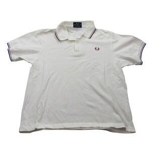 Fred Perry Men's White 100 Cotton Pique Polo Shirt Laurel Wreath Logo size  46